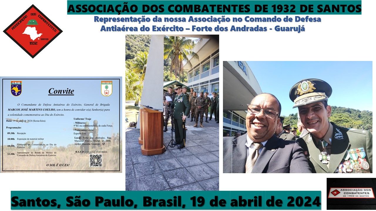 Representação da nossa Associação no Comando de Defesa Antiaérea do Exército - Forte dos Andradas - Guarujá